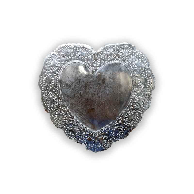 Blonda CORAZON plateada 15 cm x 100