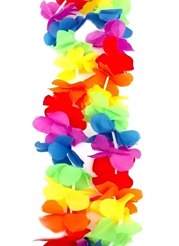 COLLAR CON FLORES DE TELA FLUO X10
