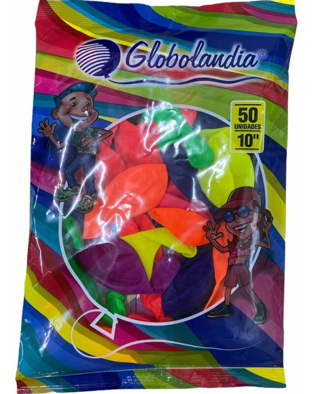 GLOBOS MULTICOLOR FLUO Nº10 X50| GLOBOLANDIA