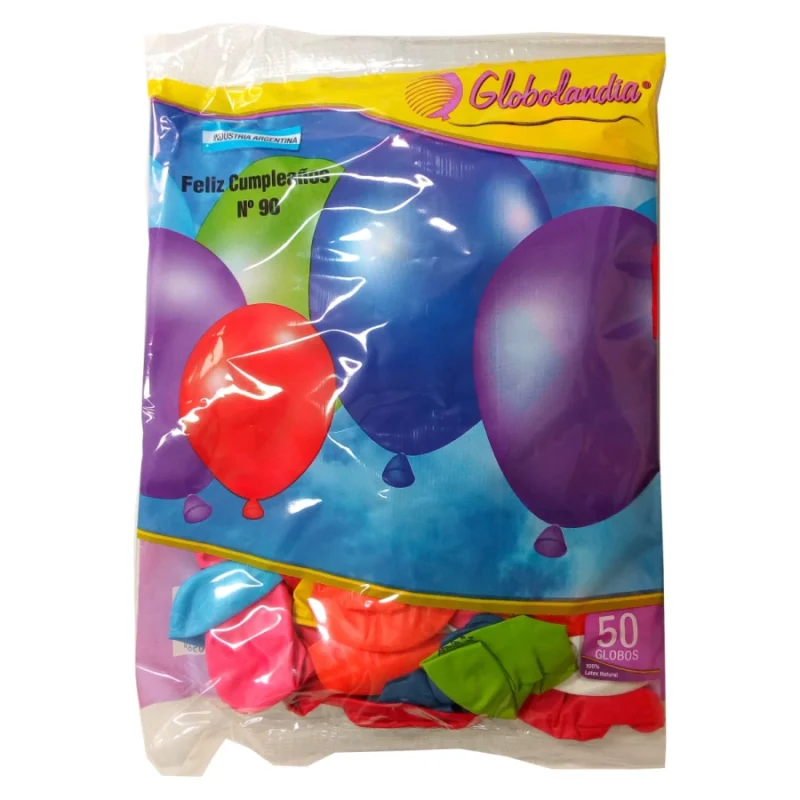 GLOBOS FELIZ CUMPLEAÑOSNº10 X50| GLOBOLANDIA