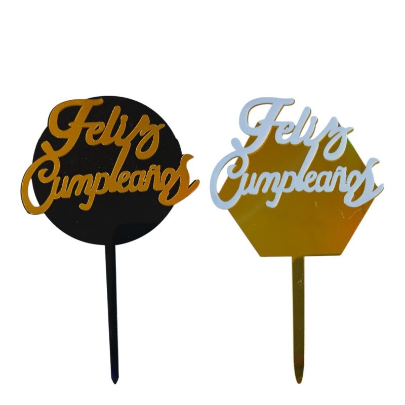 TOPPER PLASTICO FELIZ CUMPLE X1 varios modelos