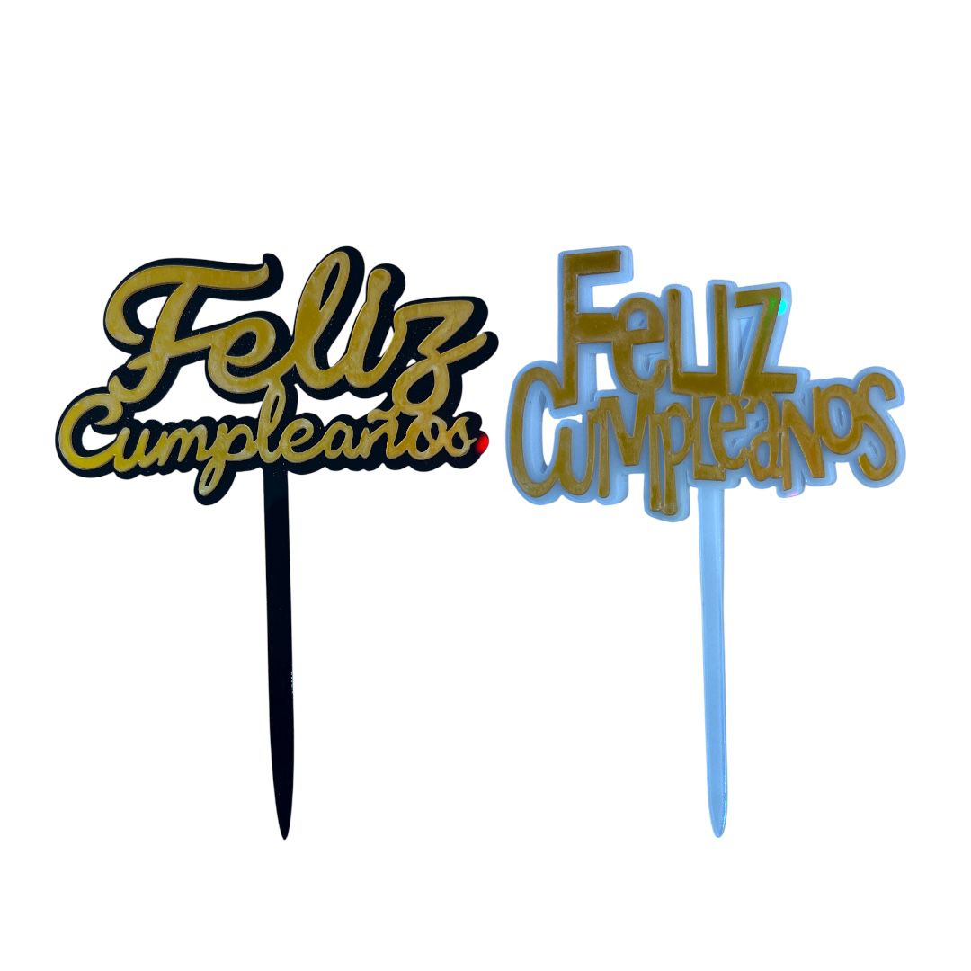 TOPPER PLASTICO FELIZ CUMPLE X1 varios modelos - Imagen 2
