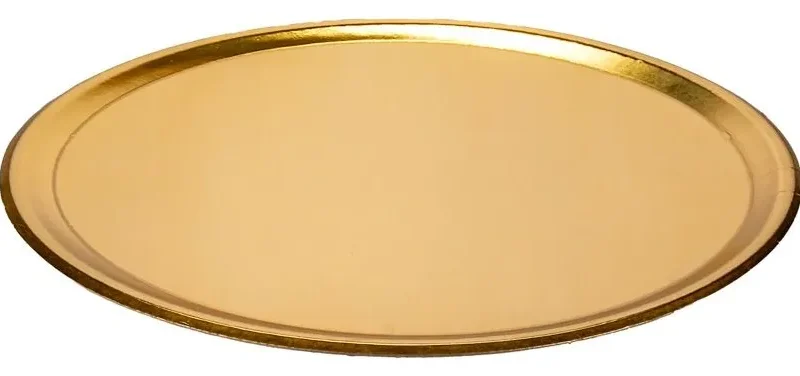BANDEJA CARTON DORADA REDONDA DE 35cm X1