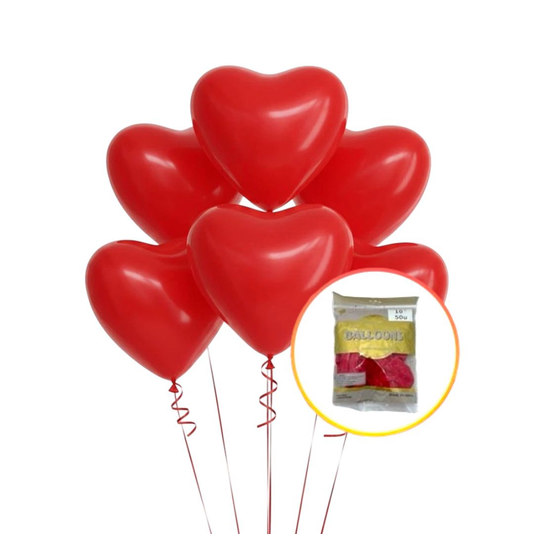 GLOBO CORAZON ROJO DE LATEX X50 BALLOONS
