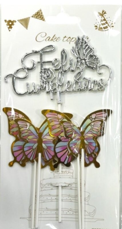 TOPPER MARIPOSA DE COLORES (5 piezas) X1