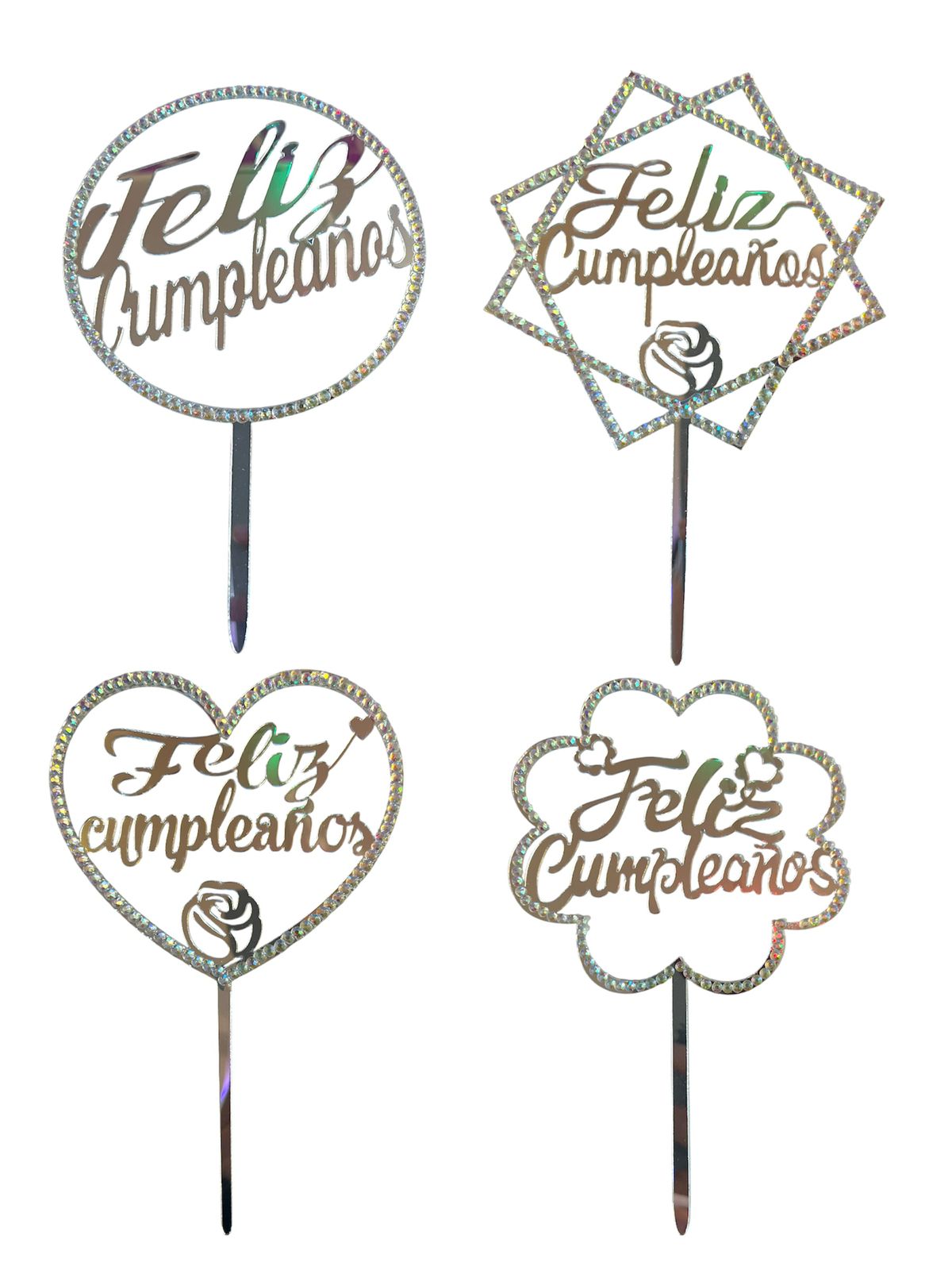 TOPPER F.C ACRILICO CON STRASS PLATEADO X1